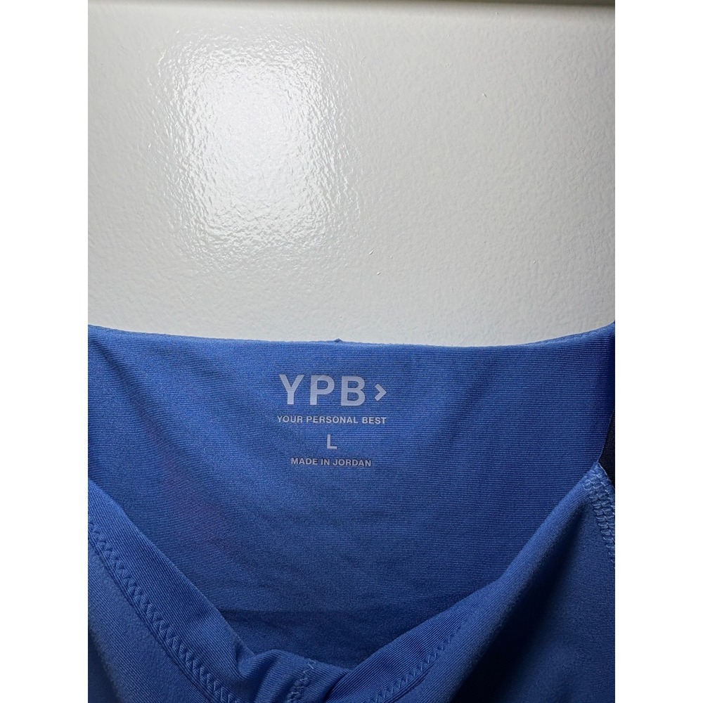 YPB Your Personal Best Crop Top Large Blue Black Colorblock Square Neck Tank - Picture 3 of 4